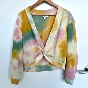 CURRENT AIR TWIST FRONT TIE DYE SWEATSHIRT XS
